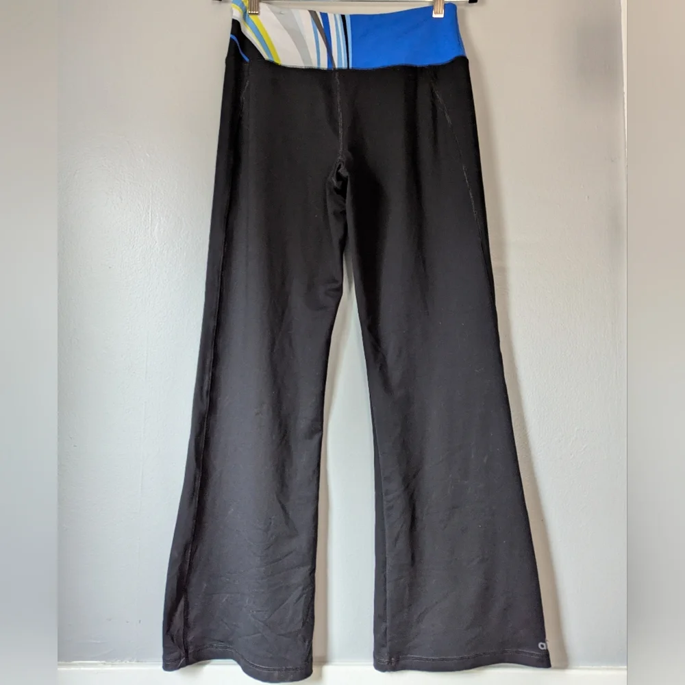 Vintage Y2K ALO Yoga Coolfit Black Flare Faux Fold-over Yoga Pants